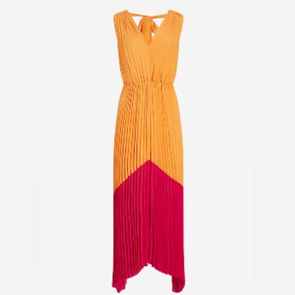 Express Satin Pleated Maxi Dress